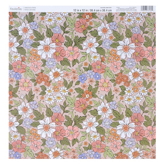 12" x 12" Retro Quaint Brown Flowers Cardstock Paper by Recollections™